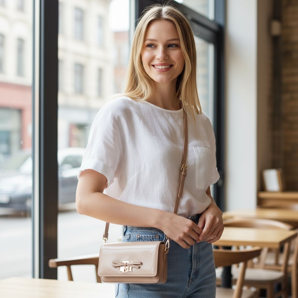 Badgley Mischka Cream Crossbody Bag